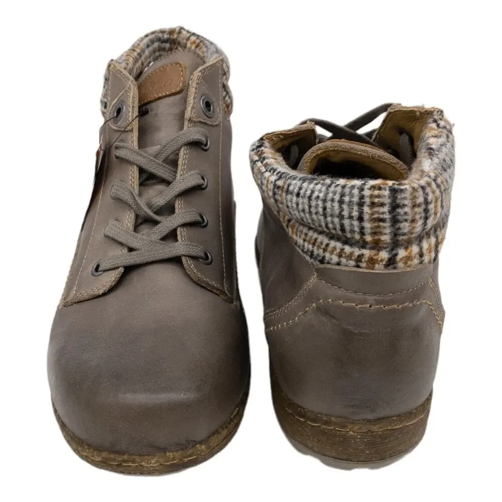 BIZA Hailey Leather Lace Up Hiking Ankle Boots 42 Women's Size 11 Gray Brown